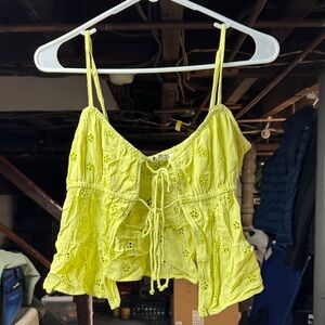 American Eagle Outfitters Lime Camisole with Eyelet Detail